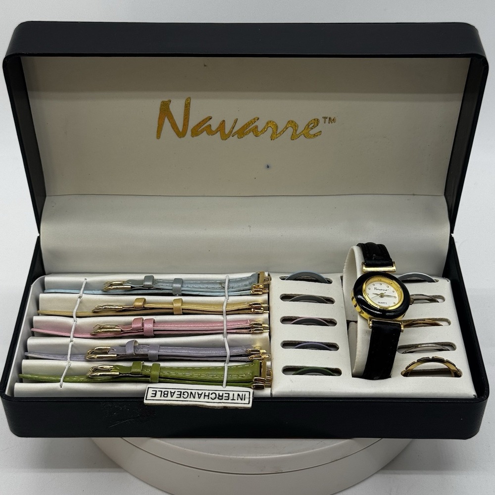 Vintage 90's Watch Set Interchangeble Bands Bezels Navarre In Original Box NOS